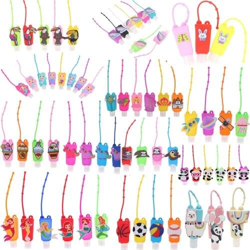 1pc Random Silicone Hand Sanitzer Holder Key Chain Key Hook Hand Sanitizer Dispensing Portable Hang Dispenser 30ML Distributor