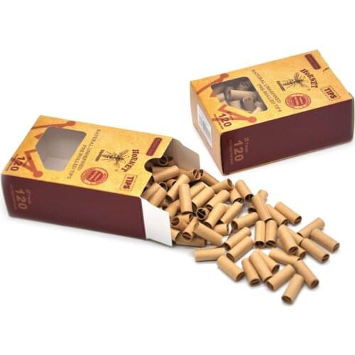 120pcs 7MM Natural Unrefined Pre-rolled Tips Cigarette Filter Rolling Papers For Hand Rolled Cigarettes