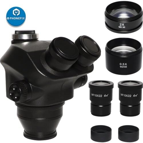 2020 Black Color Simul Focal 7X-45X 3.5X-90X Trinocular Microscope 0.5x 2.0x Auxiliary Lens+ Zoom Stereo Microscope Head