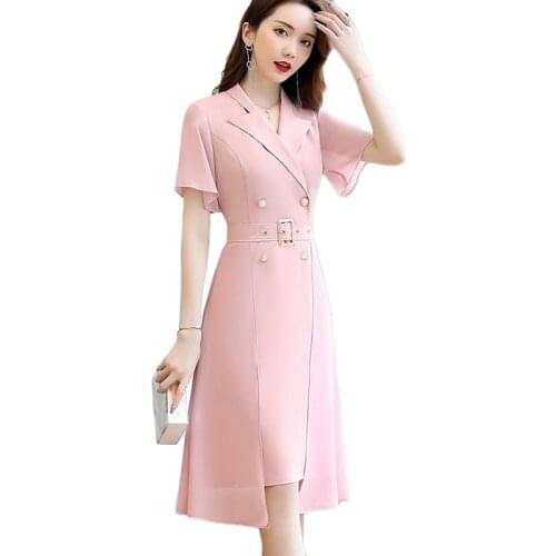 2021 New Women Suit Collar Dress Summer Long Casual Pullover Dresses Womens Plus Size Short Sleeve Dresses Vestido De Mujer 3XL