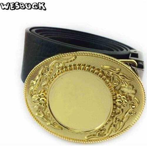 5 PCS MOQ WesBuck Brand Gold Fashion Metal Carving Cowboy Belt Buckle Super Cool Jeans Accessories Fit 3.8CM-4CM Belt