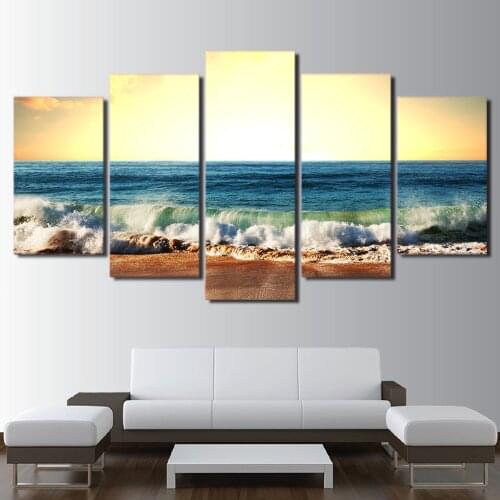 Canvas Painting Wall Art Frame Home Decor Living Room Pictures 5 Pieces Sea Level Ocean Beach Seascape Poster HD Printed