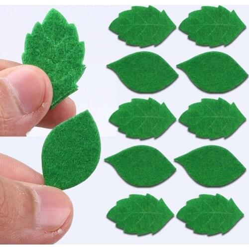 50pcs New Non-woven Fabric Leaves Fake Green Leaf Applique DIY Sewing Craft Scrapbook Handcraft Kids Toys Christmas Party Decor