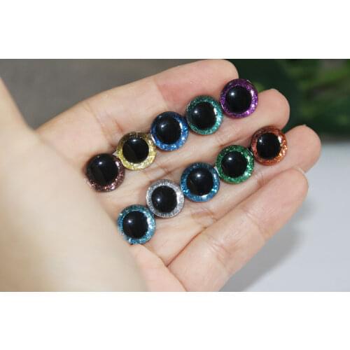 60set/lot new tiny 12mm 3D clear glitter safety eyes + glitter fabric+ washer for diy plush toy doll--10 colors option