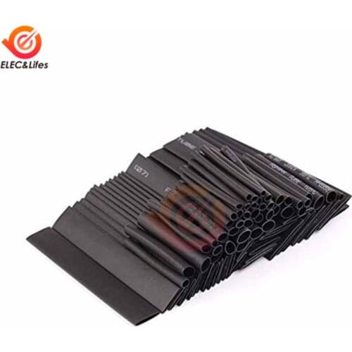 70Pcs Assorted Polyolefin Heat Shrink Tubing Tube Cable Sleeves Wrap Wire Set 8 Size Black