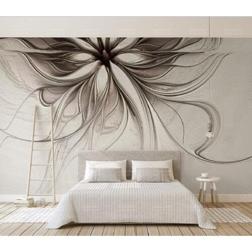 Abstract flower embossed lines 3d noble and light luxury stereo TV background wallpaper indoor study bedroom decoration mural