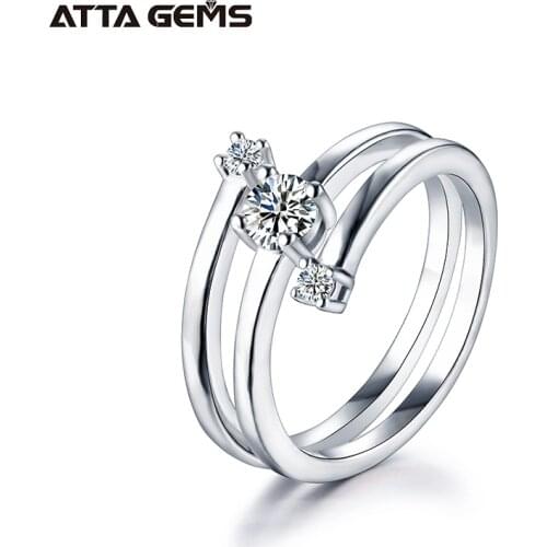Attagems New Design 925 Silver Excellent Cut D Color Pass Diamond Test Moissanite Forever Love Engagement Ring Girl Jewelry