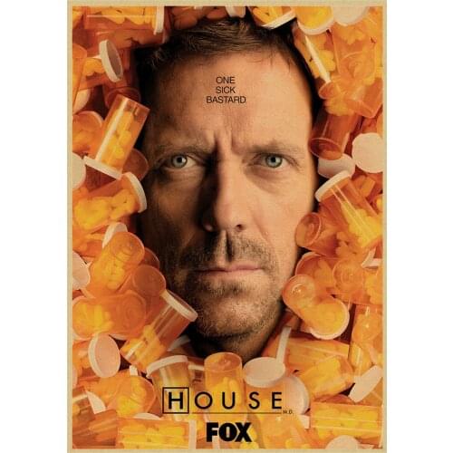 More Style Choose American TV Series House M.D Hugh Laurie Art Print Silk Poster Home Wall Decor 24x36inch