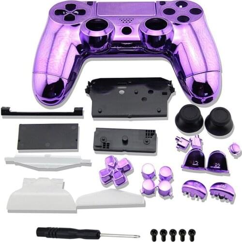PS4 Full Housing Shell button Cover Chrome Plating Case For PlayStation 4 DualShock 4 Wireless V1 Controller Replacement Purple