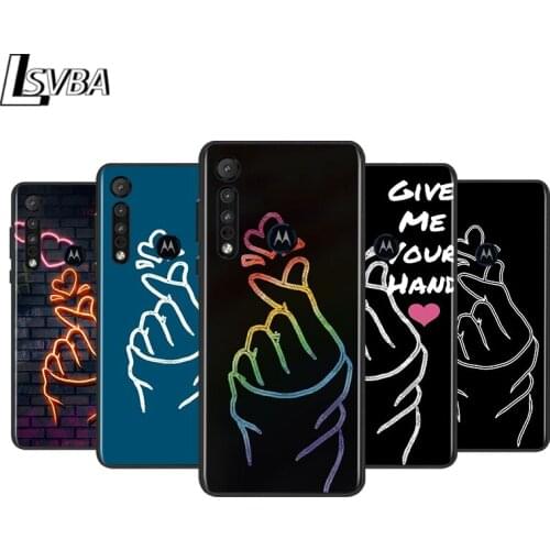 Love Give me your hand for Motorola G9 G8 G E7 E6 One Play Marco Hyper Fusion Stylus Power Edge Plus Soft Black Phone Case