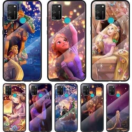 Princess Rapunzel Disney Tempered Glass Cover For Honor 30 20 10 9X 8X Pro Plus Lite Silicone Phone Case Coque
