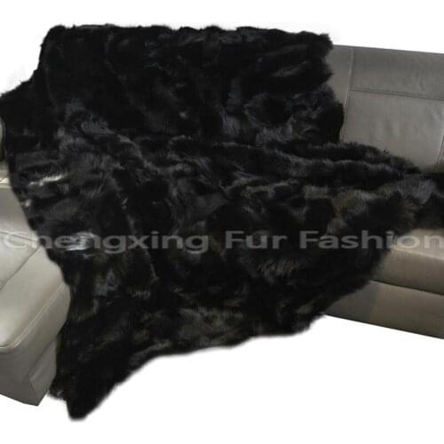 CX-D-115 Patchwork Luxury Natural Fox Fur Rug Carpet Mat Bedroom