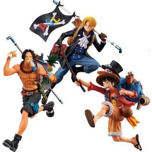 One Piece Anime Figure Backpack Luffy Ace Sabo Three Brothers Running Manga Statue Action Figure Collection Model Doll Toys Gift