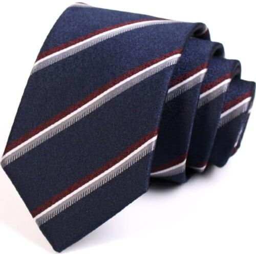 New Design Mens Classic Navy Blue Striped Neck Tie Fashion Formal Tie High Quality 7CM Ties For Men Business Suit Work Necktie