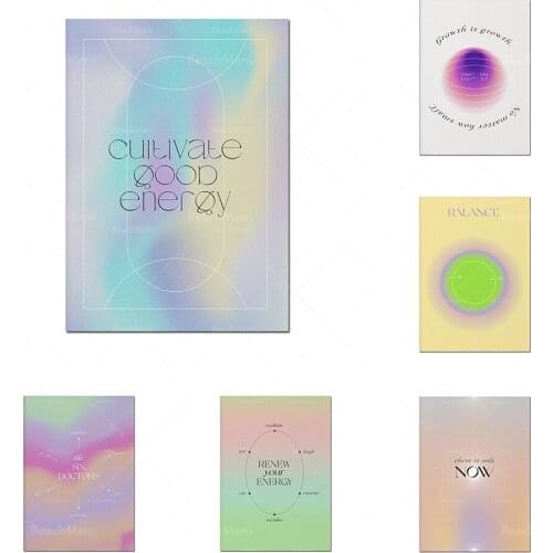 Renew Your Energy Art Print Retro Grainy Pastel Pink Green Gradient Artwork Psychedelic Aesthetics Wall Art Wellbeing 70s Medita