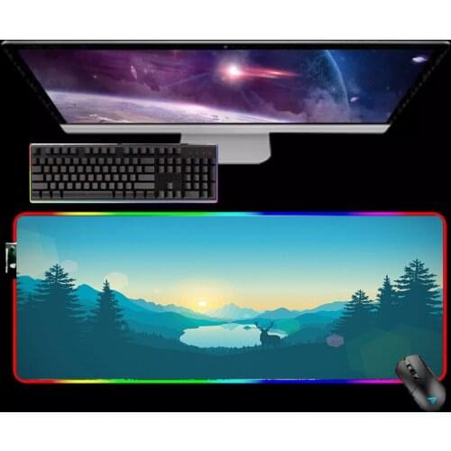 Gaming Accessories Pc Gamer Backlit Mat Deep Forest Firewatch Mouse Pads Desk Pad Mousepad Rgb Keyboard Diy Mause Pad Led Mat