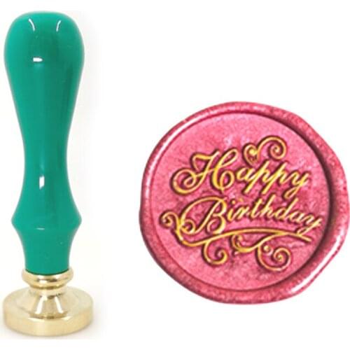 Exquisite Paint Wax Seal happy birthday brass stamp GREEN handle,DIY Ancient Seal Retro Stamp,Personalized Wax Seal High Quality