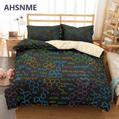 AHSNME Chemical Fomula Duvet Cover Boys Bedding Set Soft Sanding Roupa de Cama Single Bedclothes King Queen Size