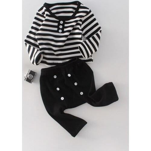 2pcs Baby Boy Spring Clothing Set Infant Ribbed Cotton Clothes Suit Newborn Girl Long Sleeve Top+pants Toddler Baby Outfits