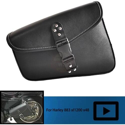 Brown Leather Motorcycle Saddle Bag Side Luggage Tool Bag for Harley Sportster XL 883 XL1200