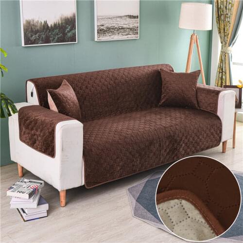 Geometric Pattern Short Plush Sofa Cover Children Pet Cat Anti-scratch Slipcover One-piece Couch Sofa Protective Cover