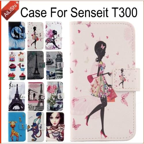 AiLiShi Factory Direct! Case For Senseit T300 Luxury Flip Painted Leather Case Exclusive 100% Special Phone Cover Skin+Tracking