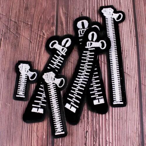 Zipper Patches For Clothing DIY Embroidered Sewing Applique Sew On Fabric Badge Applique for Jacket Jeans Embroidery Patch