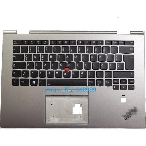 NEW German For Lenovo Thinkpad X1 3rd 2018 Silver Palmrest Black Keyboard