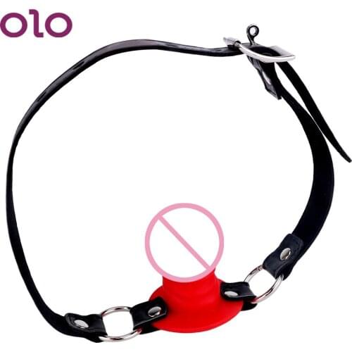 OLO SM Bondage Fetish 3 Colors Penis Gag Sex Toys for Couples With Locking Buckles Dildo Mouth Gag Slave Oral Fixation
