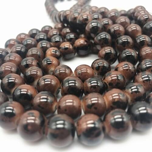 Wholesale 6 8 10 mm Beautiful Intarsia Glass Loose Spacer Charm Beads Pattern Making Bracelet Necklace Jewelry #10