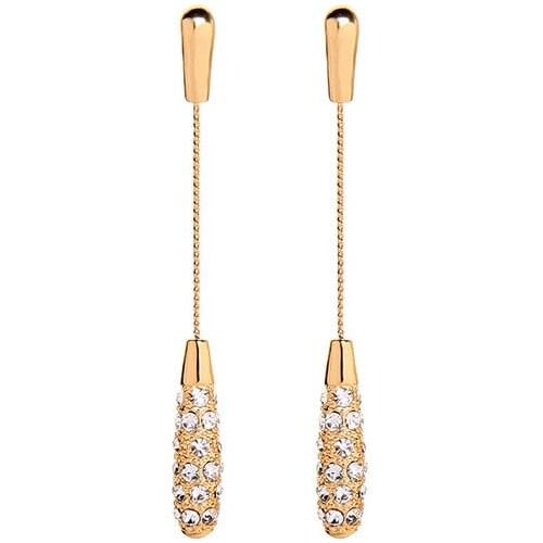 Pave Clear Crystal Slight Dangle Drop Earrings Pave Rhinestone Tiny Long Drops Earrings Tiny Drops Earrings