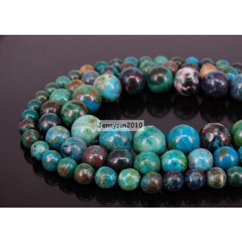 Natural Chrysocolla Gems Stone Round Spacer Loose Beads 15.5'' Strand 6mm 8mm 10mm for Jewelry Making Crafts 5 Strands/Pack