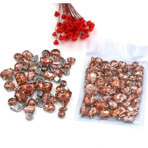 Sell at a loss! 50pcs/bag high quality mixed shape water red glass crystal sew on claw rhinestones diy clothing accessories