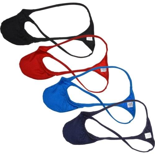 Men Drawnwork Micro Thong Underwear Adonis Cock Bulge Pouch Bikini Trunks Tanga