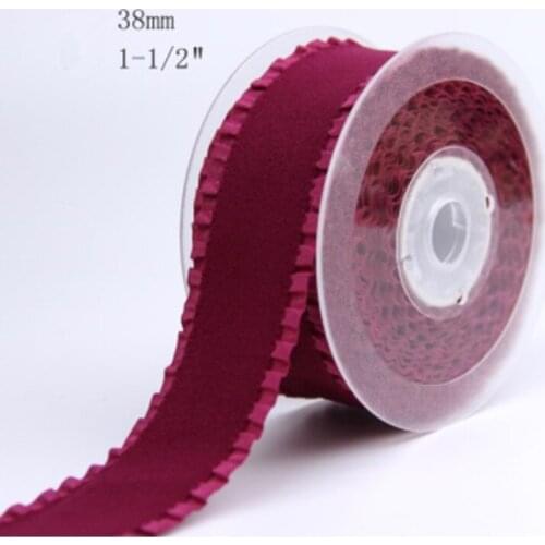 16/25/38mm Wine Pleated Lotus Leaf Edge Velvet Falbala Ribbon for Lace Trimming Gift Box Wrapping Sewing Crafts Packing 30Yard