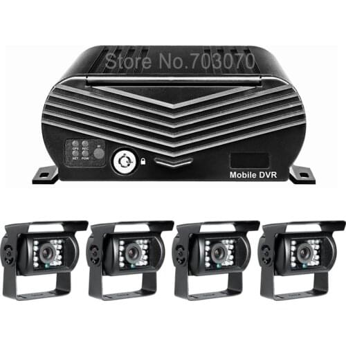 2TB Hard Disk 256G SD 4CH 1080 AHD Bus Video Recorder Mobile Dvr With 4PCS Rear View Car Parking HD AHD Camera Kits I/O Alarm