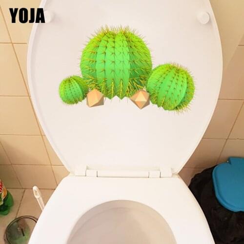 YOJA 24.1*15.8CM Cactus Prickly Pear Plant Fresh Toilet Seat Stickers Home Room Wall Decoration T1-1001