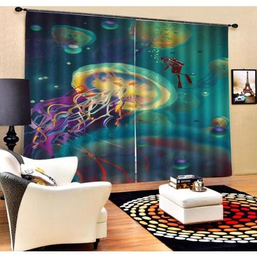 Curtain Decoration 3D Abstract depiction of the underwater world Curtains For Bedroom Living room Polyester Room Curtain
