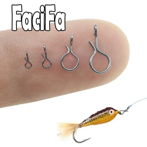 50 pcs Fly Fishing Snap Quick Change for Flies Hook Lures Stainless Steel Lock Black Fishing Snaps Lures Clip Link