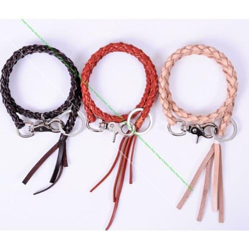 24"Trigger Clasp Quality Genuine Leather Handmade Braided Motocycle Trucker Biker Key Jeans Wallet Chain Key Holder
