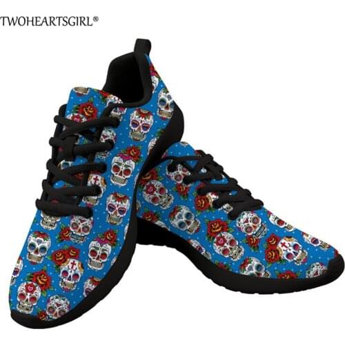 Twoheartsgirl Women Sneakers Sugar Skull Female Casual Shoes 2019 Fashion Mesh Lightweight Sneakers Casual chaussures femme