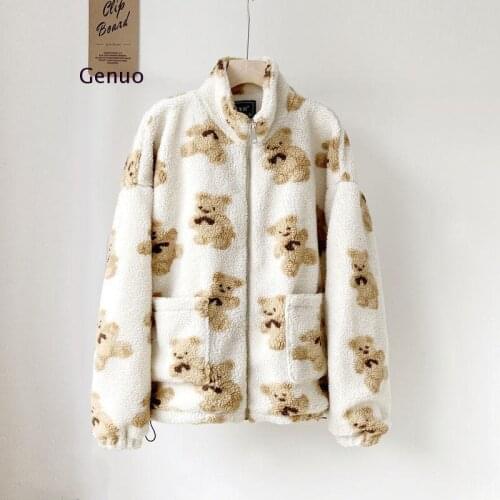 Women Hoodies Zipper Teddy Coat Harajuku Loose Kawaii Clothes Womens Korea Sweatshirt Oversized Hoodie Women Top