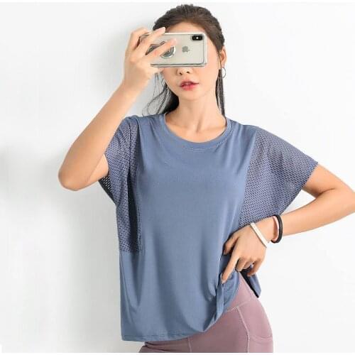 Women Fitness Top Workout Training Exercise Gym T Shirts Female Sport Loose T-shirt Yoga Running Short Sleeve backless Tees TX7
