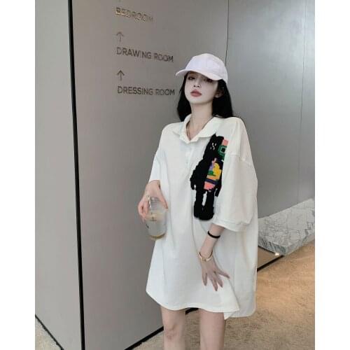 Dress Female Korean Version Loose T-shirt Short Skirt Autumn 2021 New Short-sleeved White Skirt Thin White Dress Women