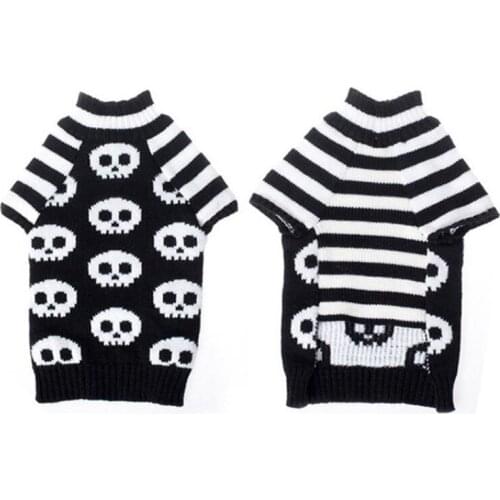 Winter Pet Skull Sweaters Clothes Dog Cat Halloween Pullover for Small Large Dogs Cats Puppy Warm knitting Coat Costume XXS-L