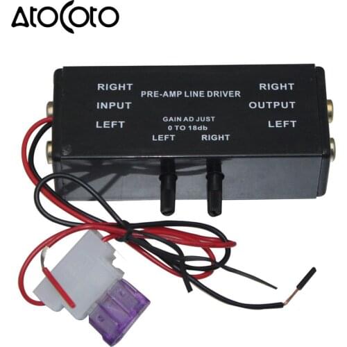 AtoCoto PRE-AMP RCA Input / Output Adjustable PAC Turbo 1 Line Driver Signal Amplifier Booster Adapter for Car Boat