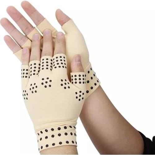 1 Pair Magnetic Therapy Fingerless Gloves Arthritis Rheumatoid Hand Pain Relief Heal Joints Braces Supports Sport Safe Wrist