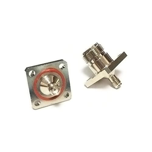 2PCS N female jack to SMA female RF coaxial connector 4-hole panel mount nickel-plated waterproof adapter new wholesale
