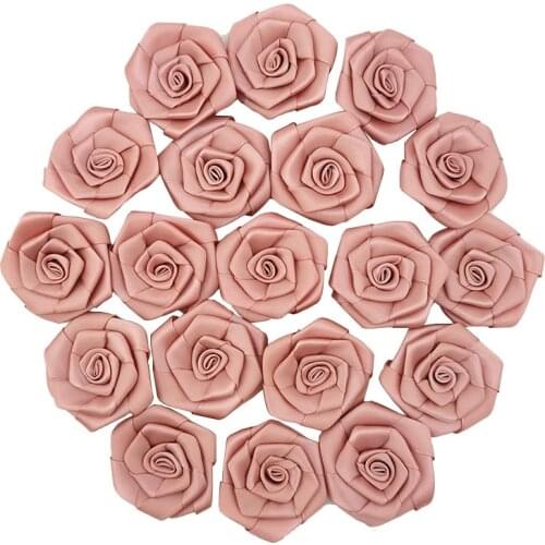 30Pcs/pack) High Quality Satin Rosette For Home Wedding Party Ribbon Cake Clothing Decoration Scrapbooking DIY Crafts Supplies