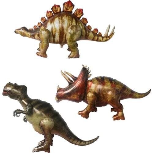 4D Assembly Giant Simulation Dinosaur Balloon Standing Triceratops Foil Balloon For Boy Birthday Jungle Party Decorations toys